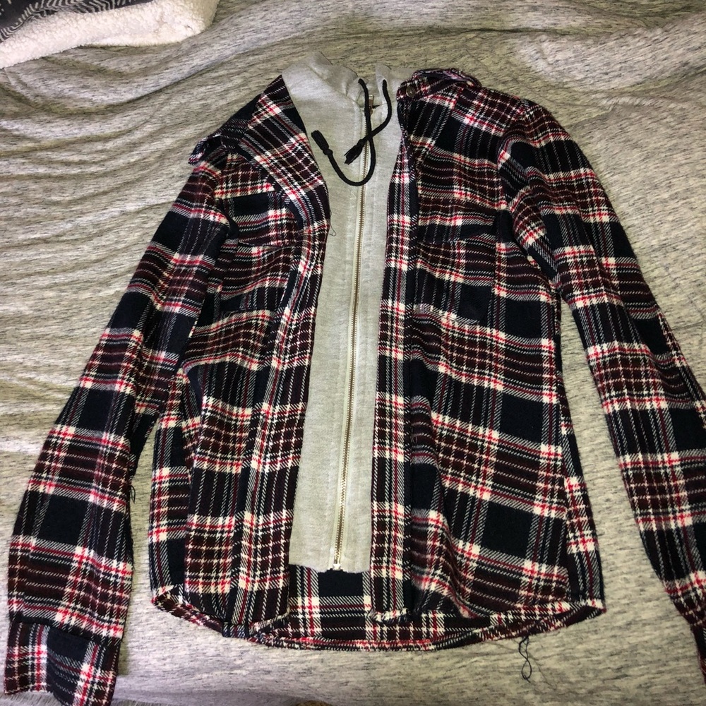 Plaid flannel hoodie jacket